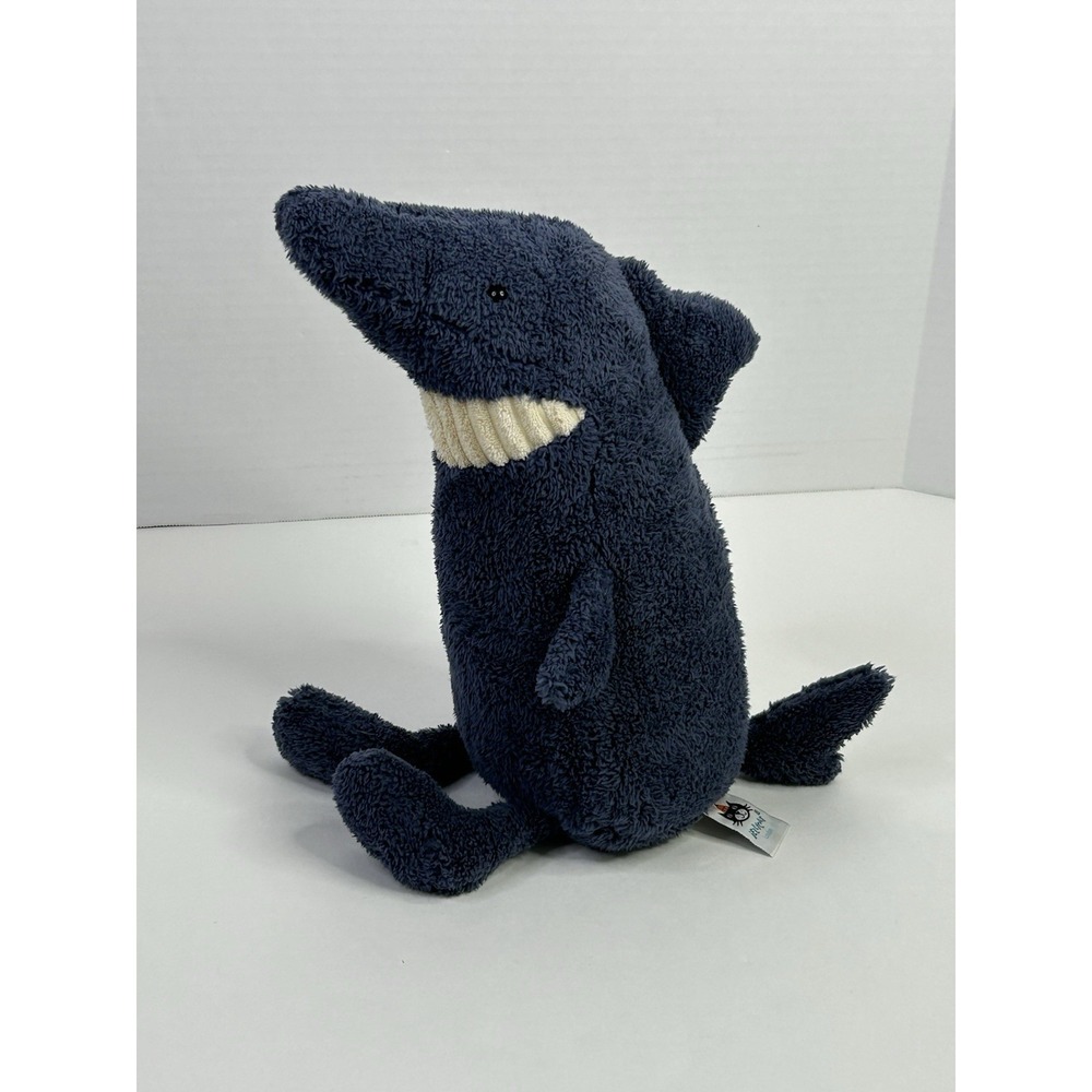 Jellycat London Toothy Shark Stuffed Animal Plush Dark Blue + Cream - Picture 3 of 12